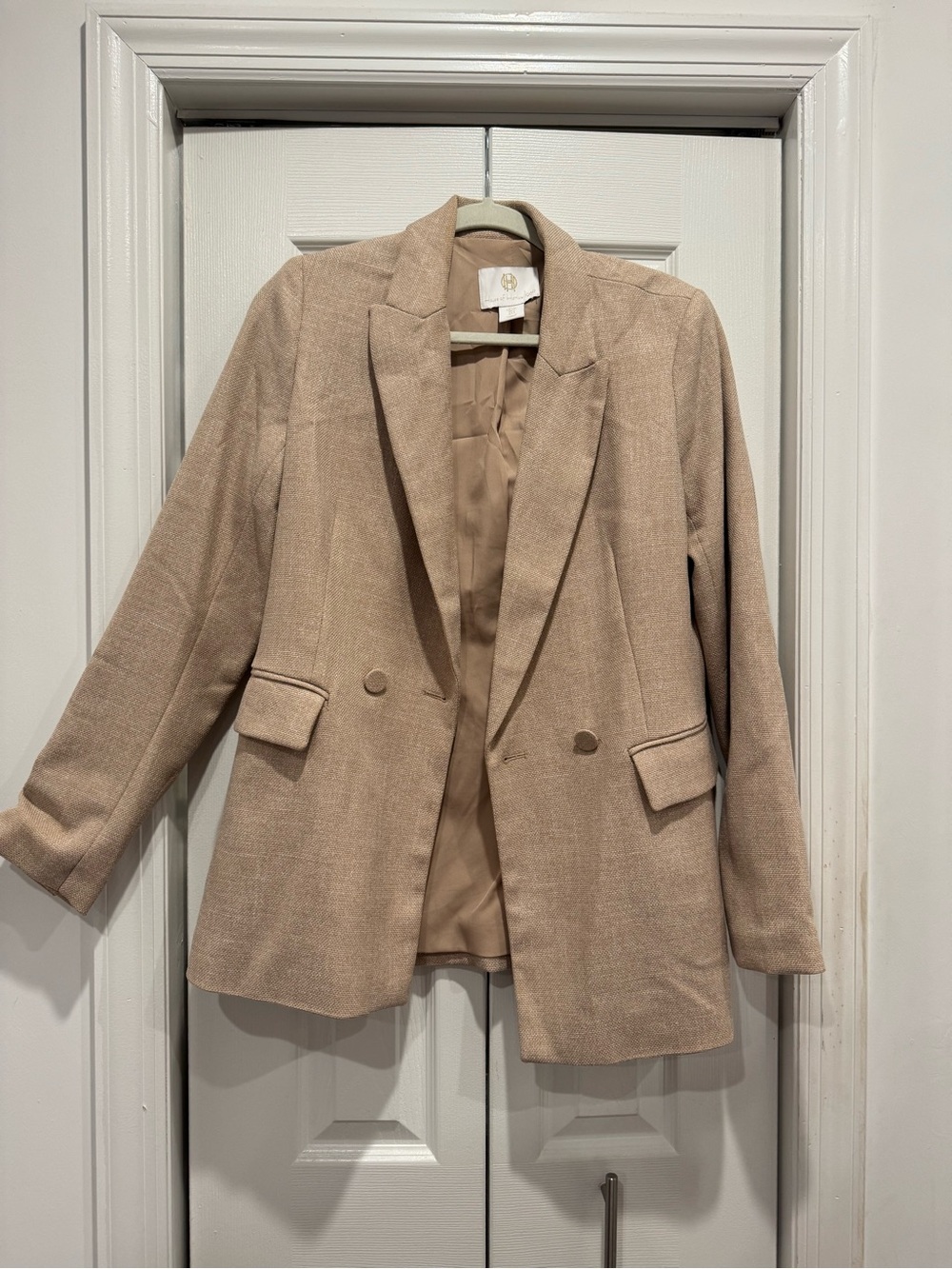 House of Harlow 1960 Neutral Beige Single-Breasted Blazer